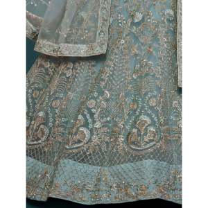 <b>Wedding</b> Wear Plus Size Embroidered Net Lehenga Choli in Sky Blue - Product Image 2