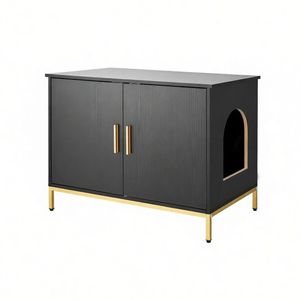 Wooden <b>Cat</b> Litter <b>Box</b> Cabinet with Accessories - Product Image 2