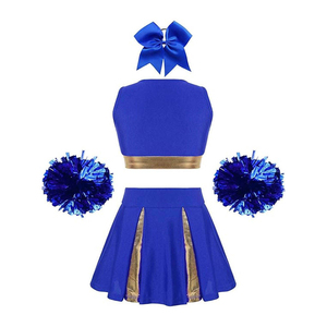 Tenue d'entraînement et de performance pour équipe de cheerleading, imprimée avec strass, couleurs et logo personnalisables, 100 % polyester respirant - Product Image 1
