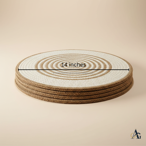 Set de table en jute et coton naturel tissé à la main de 14 pouces, fabriqué en Inde, contemporain, écologique, durable, pour la cuisine et la salle à manger - Product Image 4