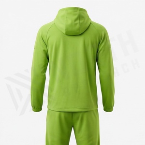 Survêtement à capuche pour homme, vert, fermeture éclair intégrale, style sportif, respirant, en polyester, pour le printemps, coupe classique, poches latérales - Product Image 2