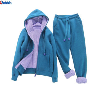 Customized <b>Top</b> Trending <b>Women</b> Fleece Winter <b>Warm</b> Sportswear Sweat Suit Zip Up Tracksuit Jogging Hoodies and Joggers Sets - Product Image 6