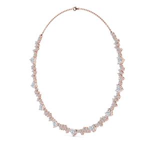 Collar de tenis único de oro rosa de 9K con diamantes de laboratorio en forma de corazón, 17.27 CTW - Product Image 3