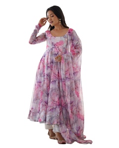 Hot Selling Women's Diwali Party Wear Modal Viscose <b>Organza</b> <b>Silk</b> Digital Print Salwar Kameez - Product Image 1