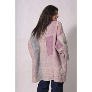 Kimono de Algodón Gudri Ecológico, Transpirable, Vintage, Acolchado Kantha, con Cuello Chal, Hecho a Mano, Estilo Bohemio, para Invierno, Tres Piezas - Product Image 5