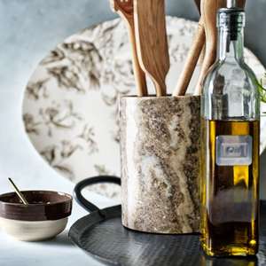 Porte-ustensiles en marbre de qualité supérieure, boîte à couverts artisanale, organisateur de cuisine cylindrique fait main - Product Image 4