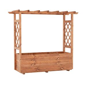 Jardinera Elevada de Madera de Pino 100% Natural con Diseño de Techo Colgante, Elegante Valla, Enrejado y Puertas - Product Image 5