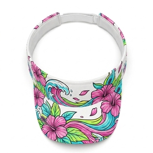 Visera Deportiva Personalizada con Estampado Tropical, Borde Curvo, Ajustable, Ligera, para Verano, Golf, Playa, Tenis, Protección UV, 100% Poliéster - Product Image 3