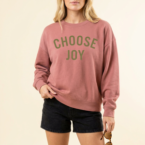 Sudadera de Cuello Redondo para Mujer con Estampado Choose Joy, Corte Regular, Casual, Holgada, 100% Algodón, Manga Larga, Tejido de Punto - Product Image 1