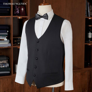 ชุดทักซิโด้ผู้ชายสั่งตัด 3 ชิ้น - ชุดแต่งงานสีดำ Midnight Star |   เสื้อแจ็คเก็ต กางเกงขายาว และเสื้อกั๊ก - Product Image 3