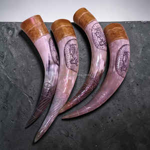 Hand Carved Viking <b>Drinking</b> Horn Authentic Ox Horn Mug for Viking Style <b>Drinking</b> <b>Bar</b> Decor and Gift At Best Price - Product Image 4