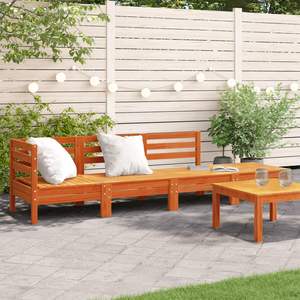 Sofá Modular de Jardín de Cuatro Plazas en Madera de Pino Sólido Color Cera Marrón, Conjunto de Muebles Cómodos para Exteriores - Product Image 1
