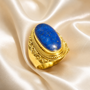 Vintage Handmade <b>Lapis</b> <b>Lazuli</b> Statement <b>Ring</b> 925 Sterling Silver Boho Artisan Gemstone Cocktail <b>Ring</b> Women Jewelry for Men Her - Product Image 2