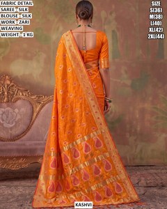 <b>orange</b> Flame <b>Saree</b> - Product Image 3