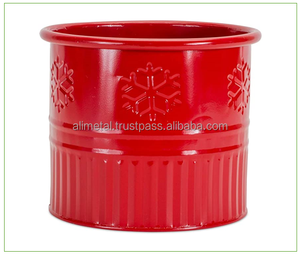 Juego de 2 macetas de hierro con recubrimiento de polvo rojo de diseño moderno personalizado o maceta para decoración de hogar y jardín - Product Image 5