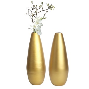 Juego de 2 jarrones decorativos modernos de hierro brillante, hechos a mano, de metal dorado, para decoración del hogar, sala de estar, uso en bodas - Product Image 6