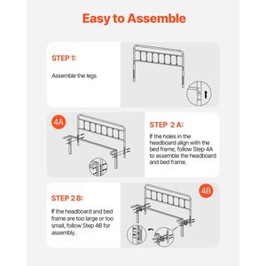 Testiera in Metallo per Letto Queen Size, Altezza Regolabile, Accessorio per Letto, 151,5 x 102,5 x 3,8 cm, per Letti in Metallo - Product Image 5