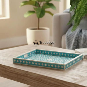 Bandeja Moderna Hecha a Mano con Incrustaciones de Hueso, Decoración Premium para Mesa de Centro, Estilo de Tradebyd - Product Image 3