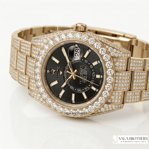 Reloj Rolax Skyy-Dweller con Diamantes Moissanite, Oro Amarillo, 40mm, Analógico, Cuarzo, Cristal de Zafiro, Cierre Desplegable, Diseño Antiguo - Product Image 2