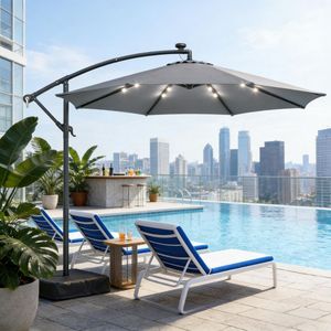 Ombrellone da Giardino in Acciaio Inossidabile con Copertura in Poliestere 2,5m/3m per Cortile, Ristorante, Spiaggia, Parco, Piscina - Product Image 1