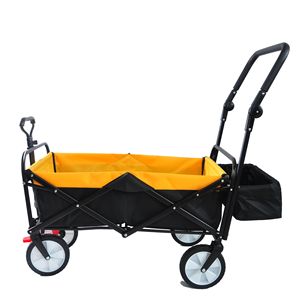 Heavy-Duty Adjustable Handles Portable <b>Folding</b> Garden <b>Wagon</b>-Outdoor Utility Cart with Drink Holder for Camping - Product Image 1