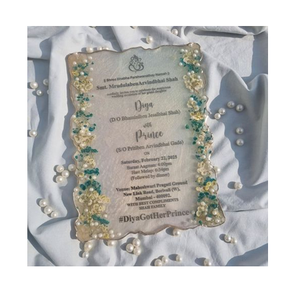 Attractive Design Handmade Creative Epoxy Resin <b>Wedding</b> <b>Card</b> Gold Glitter Modern Crafts At Lowest Price - Product Image 5