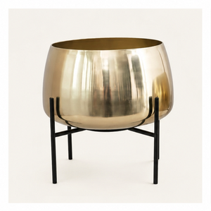 Ensemble de 2 jardinières modernes en métal doré avec support en fer noir, pot de fleurs d'intérieur pour salon et balcon, meilleur prix - Product Image 6
