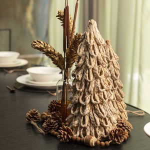 Ensemble d'arbres de Noël en jacinthe d'eau tressée, faits à la main, et autres fournitures de fêtes pour la décoration intérieure - Product Image 6