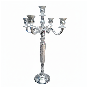 Precio al por mayor candelabros de mosaico para decoración del hogar diseño de espejo centro de mesa de boda y decoración de fiesta candelabros hechos a mano - Product Image 1
