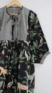 เดรสผ้าฝ้ายพิมพ์ลายบล็อกมือสไตล์โบฮีเมียน คีร่า ทรงมิดิ สำหรับฤดูใบไม้ผลิ - Product Image 3