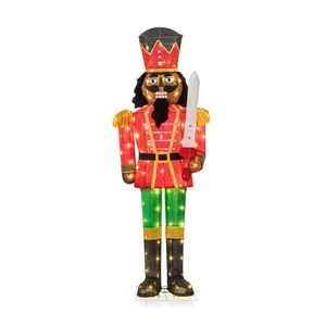 Statuetta di Schiaccianoci Natalizio Illuminata da Esterno di 1,5 Metri con Spada Glitterata - Product Image 4