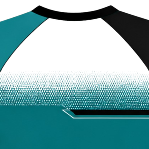 Maillot de sport raglan bleu sarcelle et noir à manches courtes, col rond, respirant, pour entraînement athlétique, uniforme d'équipe, maillot de performance - Product Image 6