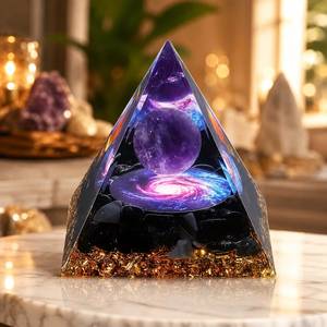 Turmalina Negra con Amatista, Orgonita Nubiana Galáctica, Decoración de Cristal Hecha a Mano para Meditación, Yoga, Decoración Espiritual del Hogar y G - Product Image 3