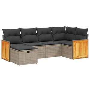 Conjunto de Sofás de Jardín de Mimbre Sintético Gris y Acero con Recubrimiento en Polvo, Colección de Muebles de Jardín de Poliéster para Exteriores - Product Image 2