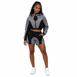 Reflective Piping Windbreaker Shorts Set – Custom High Quality <b>Zip</b>-<b>Up</b> <b>Jacket</b> & Lightweight Nylon Summer windbreaker tracksuits - Product Image 5