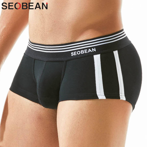 <b>Custom</b> Men's 100% Cotton Printed Beaded Mid-Rise <b>Boxer</b> Briefs Breathable Quick Dry Machine-Washable Soft Underwear OEM ODM - Product Image 5