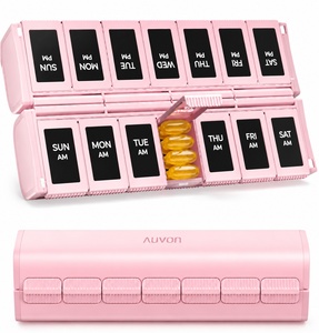Organisateur de pilules hebdomadaire 2 fois par jour, design pliable magnétique, boîte de rangement en plastique - Product Image 2