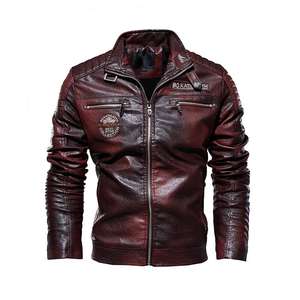 Chaqueta De cuero 2023 para Hombre, chaqueta De invierno De lana para motocicleta, chaqueta De piel sintética, cortavientos con cuello De piel extraíble, ropa De Hombre, abrigo ajustado- - Product Image 2
