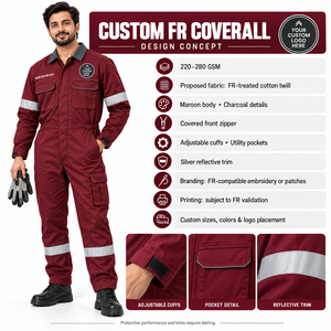 Traje de Trabajo Industrial Resistente al Fuego, Overol de Algodón y Poliéster para Mantenimiento de Plantas y Adquisición de Uniformes Corporativos con Logotipo - Product Image 6