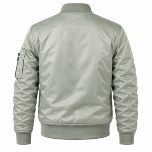 เสื้อแจ็คเก็ตบอมเบอร์สีเขียวมะกอกสำหรับผู้ชาย สีพื้น ปิดด้วยซิป เสื้อคลุมลำลอง กันลม บุด้วยโพลีเอสเตอร์ เหมาะสำหรับใส่ในฤดูใบไม้ร่วง - Product Image 2