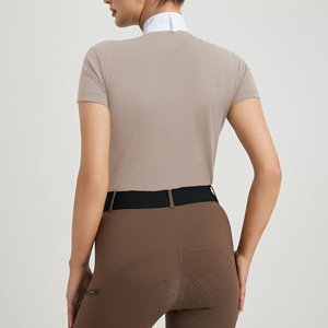 Durable Ladies Equestrian Base Layer Horse Riding Shirts Solid Color Riding Tops Breathable <b>Athletic</b> Wear For Riding Competition - Product Image 2