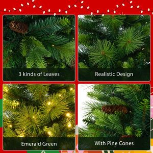 6FT Pre-Lit Grass Green Christmas Tree with Wreath and Garland Large Pine Branches Artificial Christmas Set WI - Product Image 1