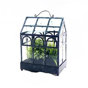 Terrario de vidrio con marco de metal en forma de Casa Blanca de gran tamaño, macetero decorativo para el hogar, oficina, cafetería y entrada, estilo indio. - Product Image 2