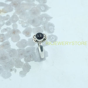 Natural <b>Black</b> Onyx <b>Ring</b> 925 Sterling <b>Silver</b> Handmade Vintage Filigree <b>Ring</b> Round Cabochon Gemstone Women Boho Jewelry for Unisex - Product Image 6
