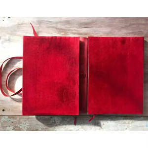 สมุดบันทึกแบบเติมได้สองเล่ม ปกหนังสีแดงโรแมนติก สมุดกริโมแวร์ลายเงาเย็บด้วยมือด้วยด้ายเย็บแบบพิเศษ - Product Image 3