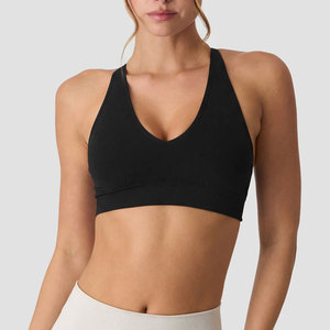 Sujetador deportivo de gimnasio de alta resistencia, con diseño de espalda cruzada y cuello en V, personalizable, sin estampado, antipilling, acolchado, OEM, de secado rápido, ¡el más vendido! - Product Image 4