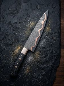 Couteau de chef Thewizcrafts en acier Damas forgé à la main de haute qualité, 12 pouces, manche en bois, lame traditionnelle pour droitier, compatible lave-vaisselle - Product Image 6