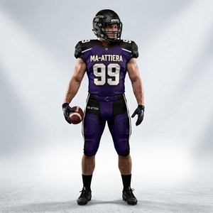 Custom Purple Black American Football Jersey Set <b>Padded</b> Football <b>Pants</b> Team Uniform Number 99 OEM ODM Wholesale Sportswear - Product Image 3