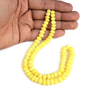 Perles de pierres précieuses en opale jaune colorée sculptées en forme de melon, pour la fabrication de bijoux, fil de pierres en vrac - Product Image 4