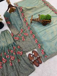 Presentando la Nueva Colección Eid: Conjunto de Seda con Bordado y Lentejuelas, Completamente Cosido, Listo para Usar, Estilo Moderno para Fiestas - Product Image 5